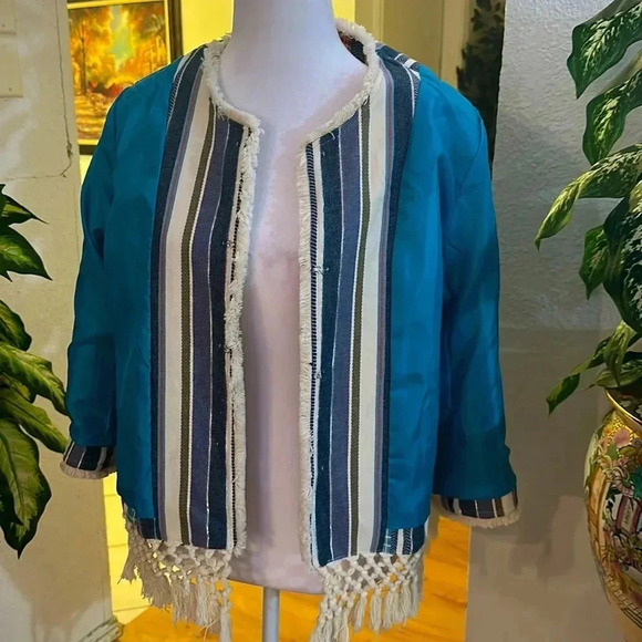 Coldwater Creek multi color stripes open Cardigan W’s size 12/P - Picture 12 of 13